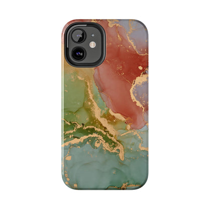 Emerald Orange Marble iPhone Case - Green Marble Case with Luxe Gold Swirls - BOGO Cases