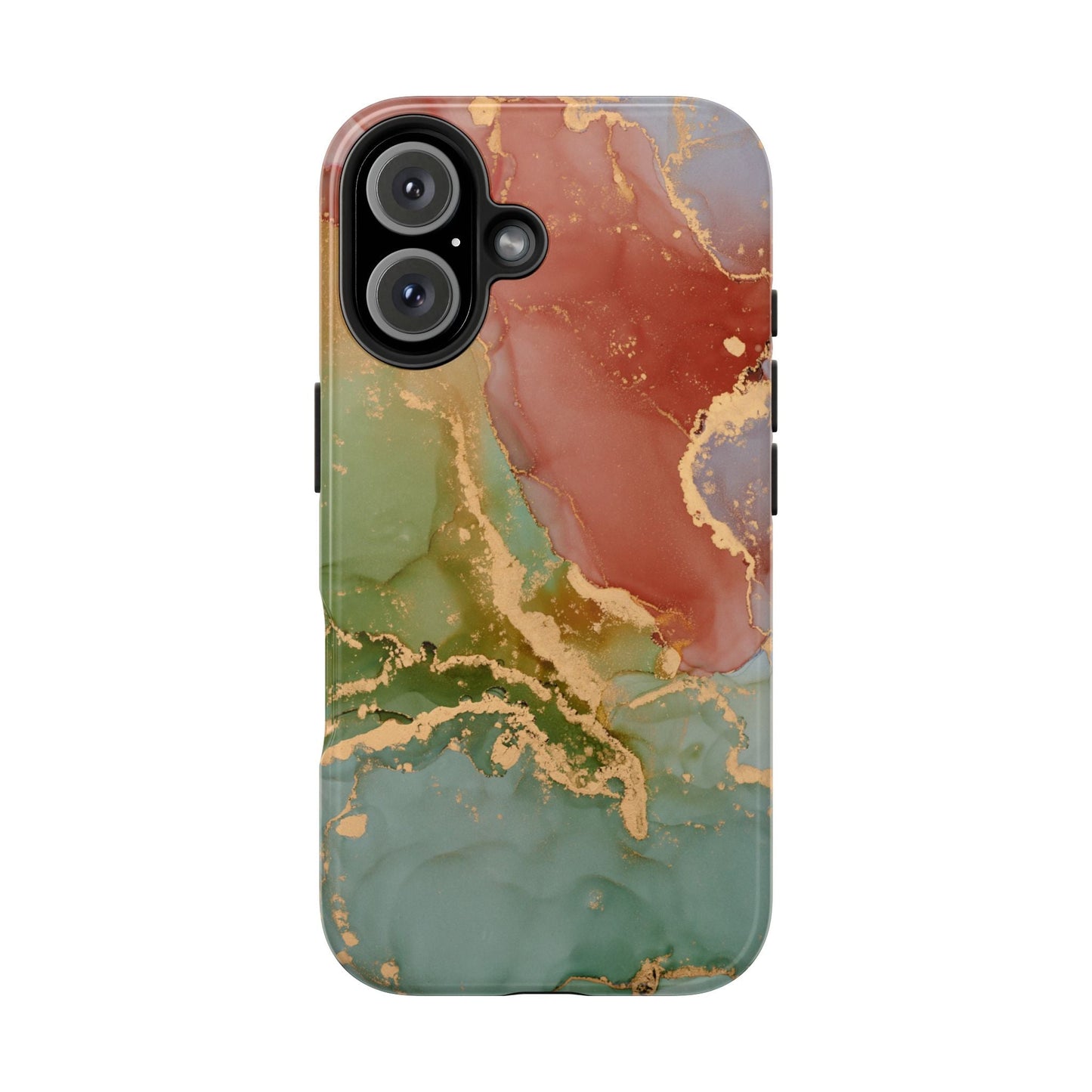 Emerald Orange Marble iPhone Case - Green Marble Case with Luxe Gold Swirls - BOGO Cases