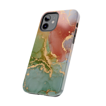 Emerald Orange Marble iPhone Case - Green Marble Case with Luxe Gold Swirls - BOGO Cases