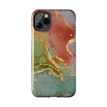 Emerald Orange Marble iPhone Case - Green Marble Case with Luxe Gold Swirls - BOGO Cases