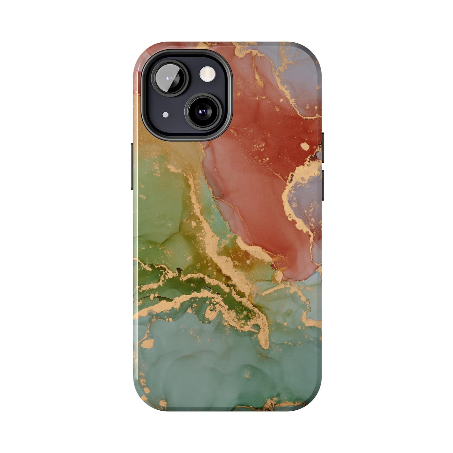 Emerald Orange Marble iPhone Case - Green Marble Case with Luxe Gold Swirls - BOGO Cases