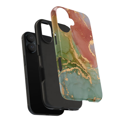 Emerald Orange Marble iPhone Case - Green Marble Case with Luxe Gold Swirls - BOGO Cases