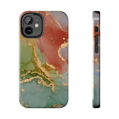 Emerald Orange Marble iPhone Case - Green Marble Case with Luxe Gold Swirls - BOGO Cases
