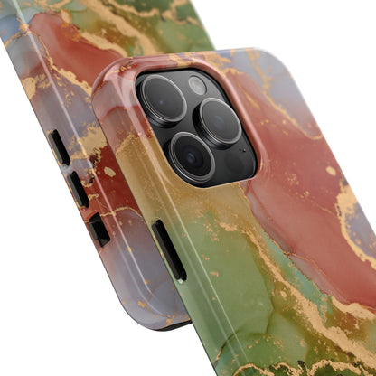 Emerald Orange Marble iPhone Case - Green Marble Case with Luxe Gold Swirls - BOGO Cases