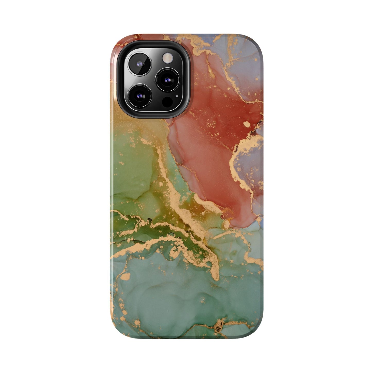 Emerald Orange Marble iPhone Case - Green Marble Case with Luxe Gold Swirls - BOGO Cases