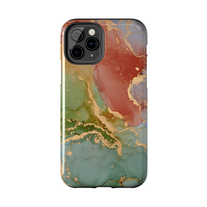 Emerald Orange Marble iPhone Case - Green Marble Case with Luxe Gold Swirls - BOGO Cases