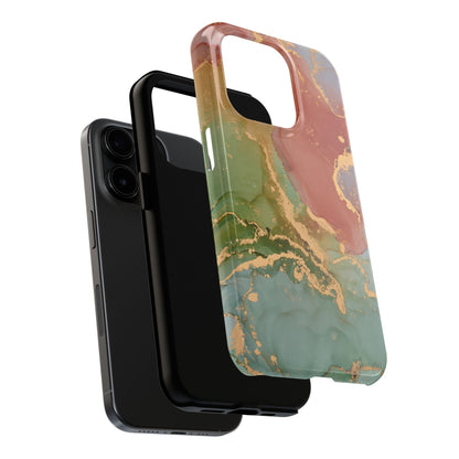Emerald Orange Marble iPhone Case - Green Marble Case with Luxe Gold Swirls - BOGO Cases