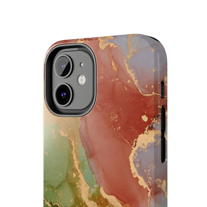 Emerald Orange Marble iPhone Case - Green Marble Case with Luxe Gold Swirls - BOGO Cases