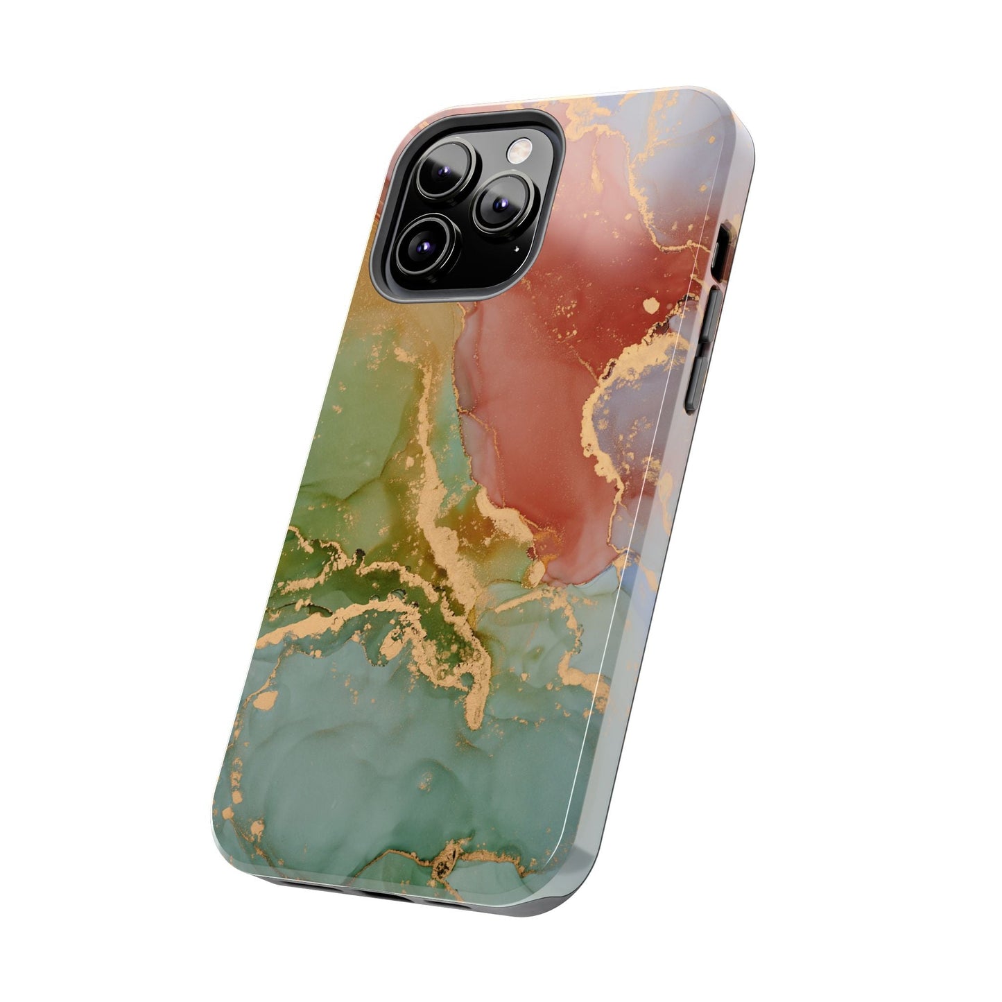 Emerald Orange Marble iPhone Case - Green Marble Case with Luxe Gold Swirls - BOGO Cases
