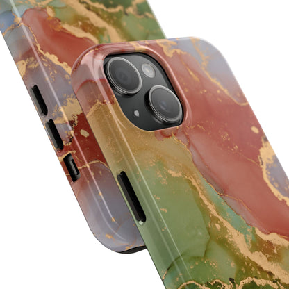 Emerald Orange Marble iPhone Case - Green Marble Case with Luxe Gold Swirls - BOGO Cases