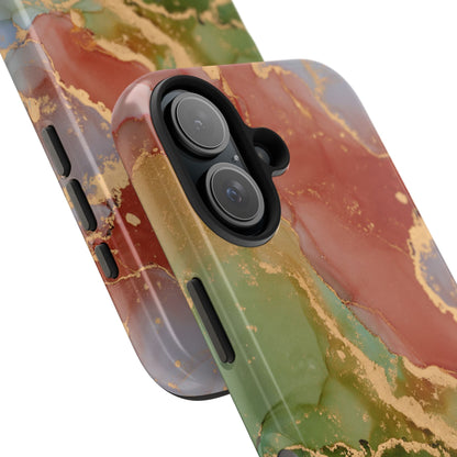 Emerald Orange Marble iPhone Case - Green Marble Case with Luxe Gold Swirls - BOGO Cases