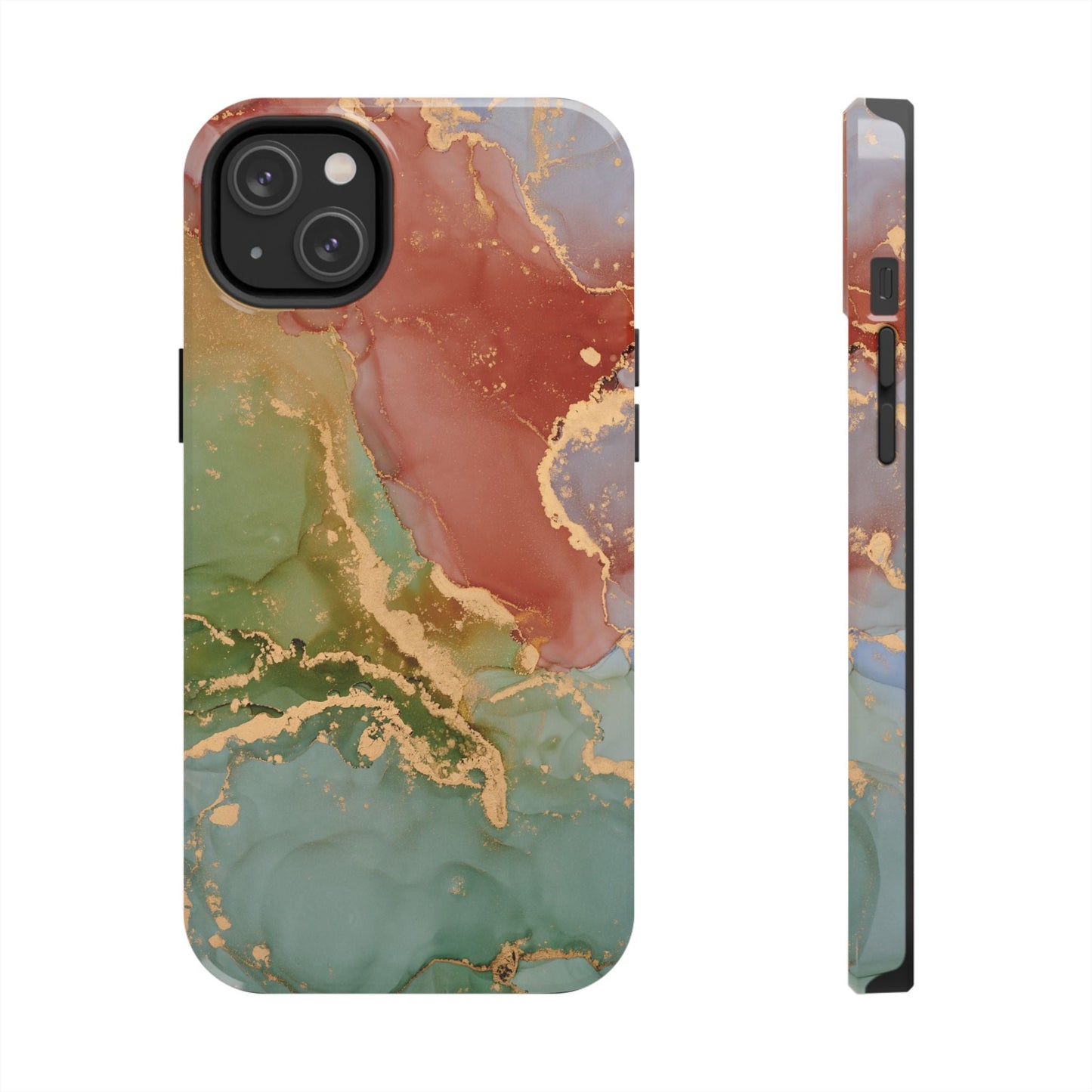 Emerald Orange Marble iPhone Case - Green Marble Case with Luxe Gold Swirls - BOGO Cases