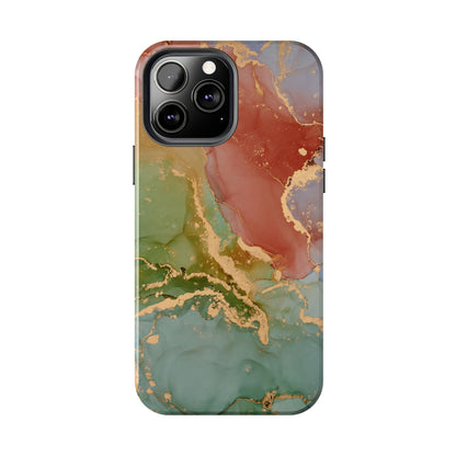Emerald Orange Marble iPhone Case - Green Marble Case with Luxe Gold Swirls - BOGO Cases