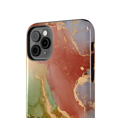 Emerald Orange Marble iPhone Case - Green Marble Case with Luxe Gold Swirls - BOGO Cases
