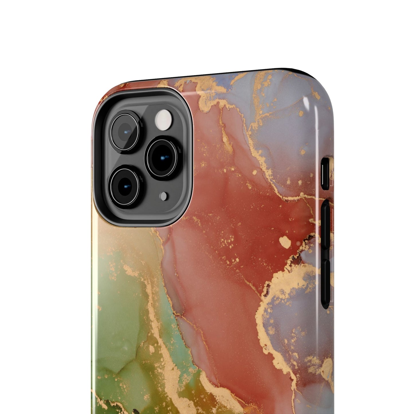 Emerald Orange Marble iPhone Case - Green Marble Case with Luxe Gold Swirls - BOGO Cases