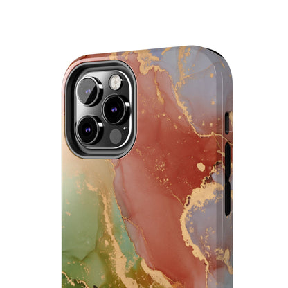 Emerald Orange Marble iPhone Case - Green Marble Case with Luxe Gold Swirls - BOGO Cases