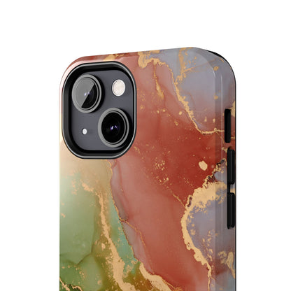 Emerald Orange Marble iPhone Case - Green Marble Case with Luxe Gold Swirls - BOGO Cases