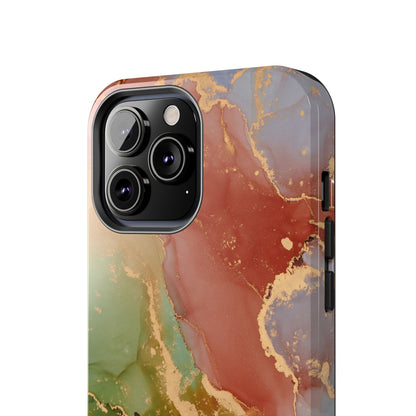 Emerald Orange Marble iPhone Case - Green Marble Case with Luxe Gold Swirls - BOGO Cases
