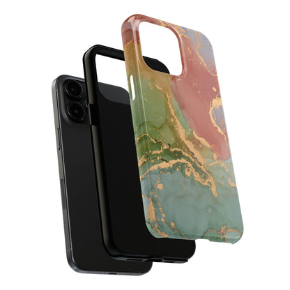 Emerald Orange Marble iPhone Case - Green Marble Case with Luxe Gold Swirls - BOGO Cases
