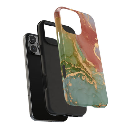 Emerald Orange Marble iPhone Case - Green Marble Case with Luxe Gold Swirls - BOGO Cases
