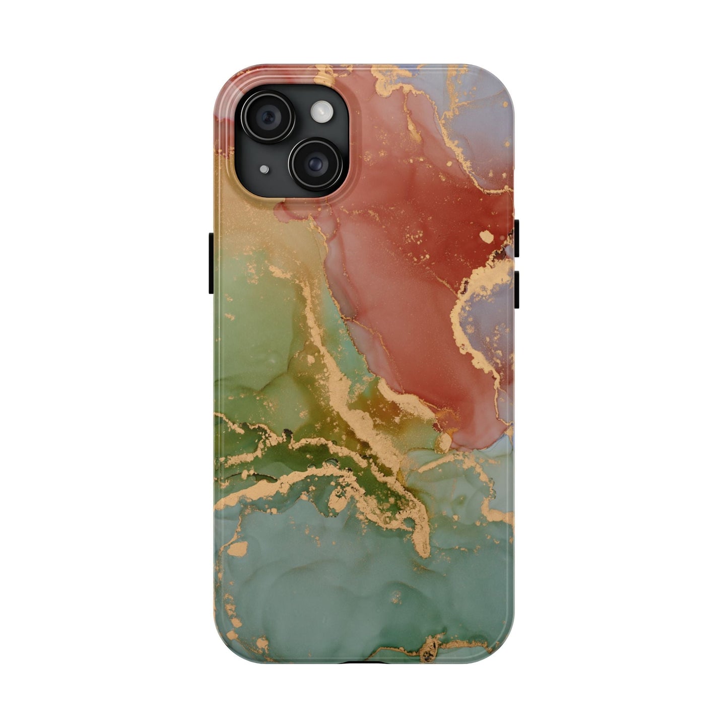 Emerald Orange Marble iPhone Case - Green Marble Case with Luxe Gold Swirls - BOGO Cases