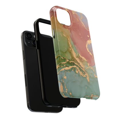 Emerald Orange Marble iPhone Case - Green Marble Case with Luxe Gold Swirls - BOGO Cases