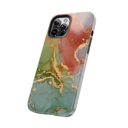 Emerald Orange Marble iPhone Case - Green Marble Case with Luxe Gold Swirls - BOGO Cases