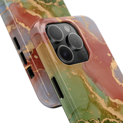 Emerald Orange Marble iPhone Case - Green Marble Case with Luxe Gold Swirls - BOGO Cases