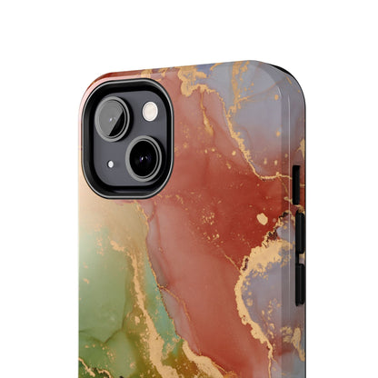 Emerald Orange Marble iPhone Case - Green Marble Case with Luxe Gold Swirls - BOGO Cases