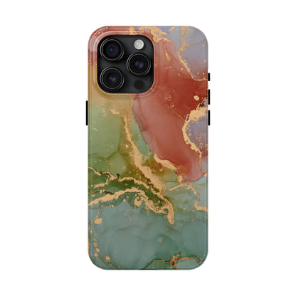 Emerald Orange Marble iPhone Case - Green Marble Case with Luxe Gold Swirls - BOGO Cases