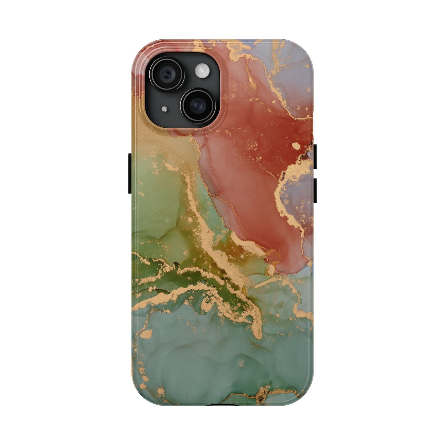 Emerald Orange Marble iPhone Case - Green Marble Case with Luxe Gold Swirls - BOGO Cases