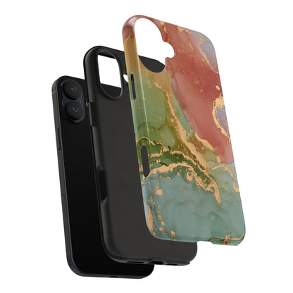 Emerald Orange Marble iPhone Case - Green Marble Case with Luxe Gold Swirls - BOGO Cases