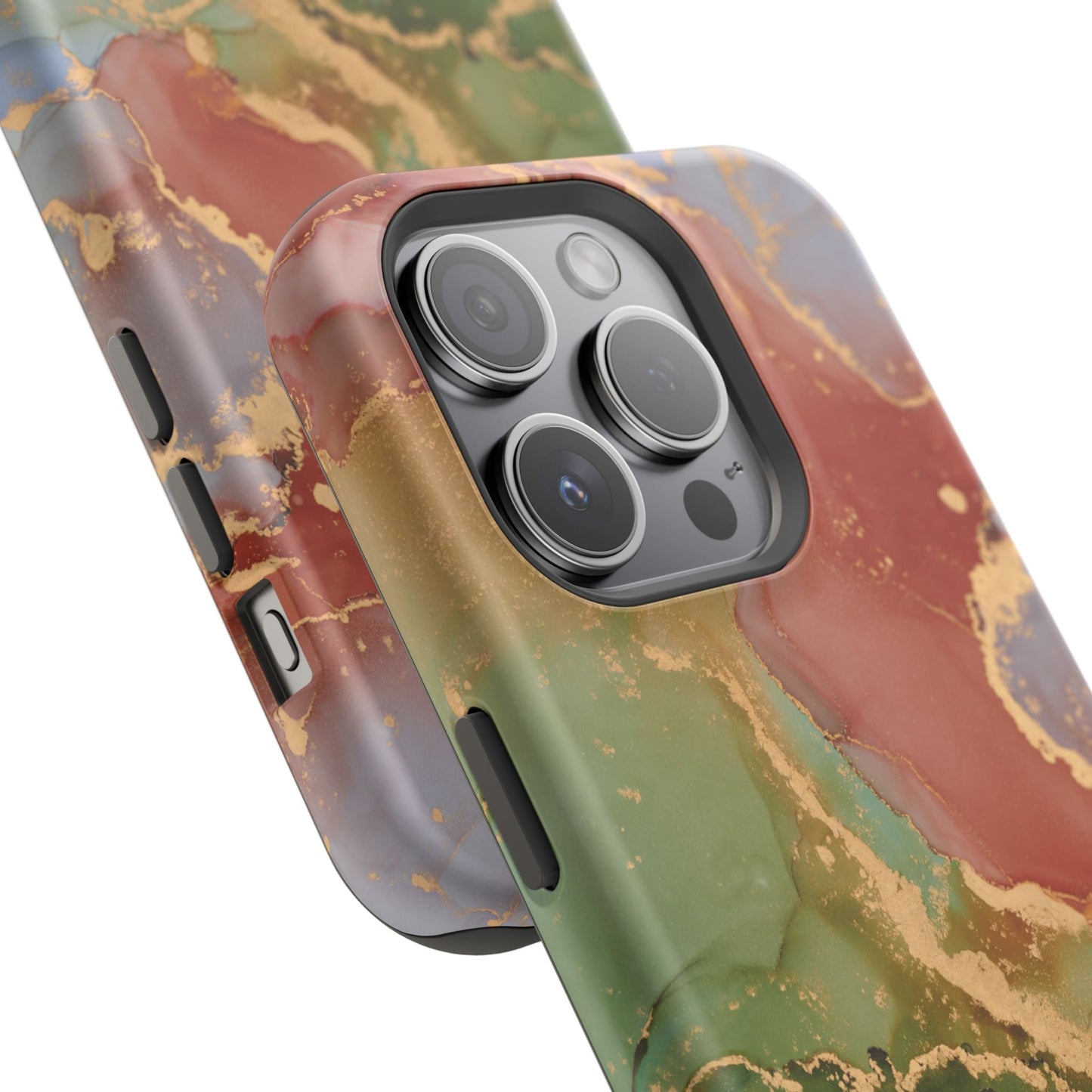 Emerald Orange Marble MagSafe Case - Green Marble with Luxe Gold Swirls for iPhone - BOGO Cases
