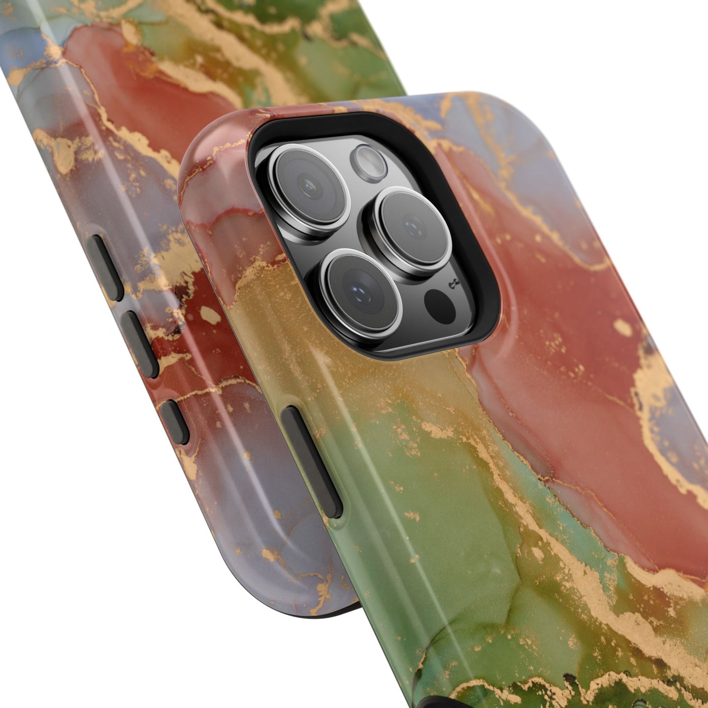 Emerald Orange Marble MagSafe Case - Green Marble with Luxe Gold Swirls for iPhone - BOGO Cases