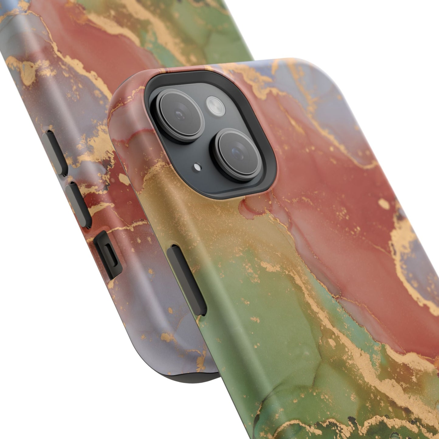 Emerald Orange Marble MagSafe Case - Green Marble with Luxe Gold Swirls for iPhone - BOGO Cases