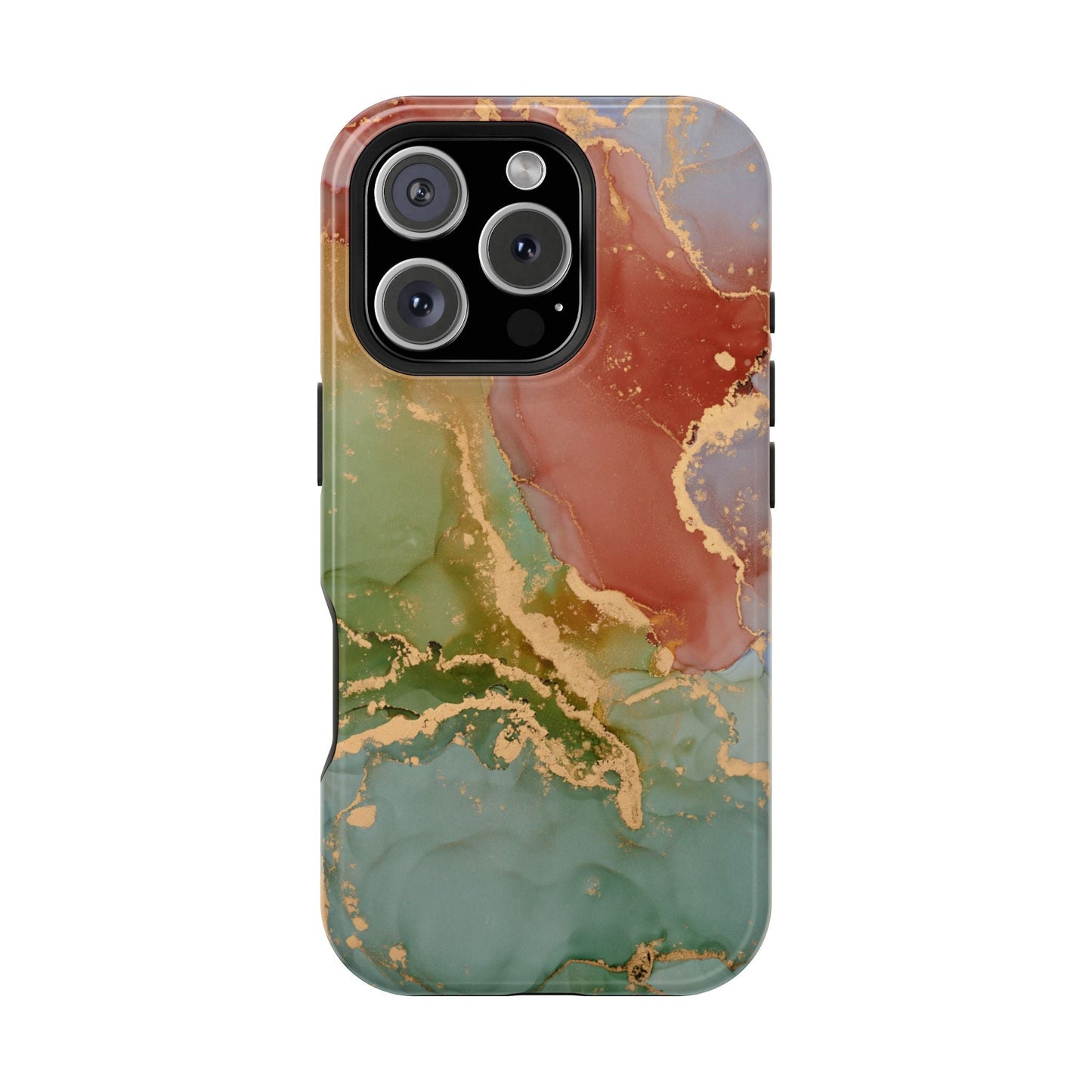 Emerald Orange Marble MagSafe Case - Green Marble with Luxe Gold Swirls for iPhone - BOGO Cases