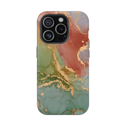 Emerald Orange Marble MagSafe Case - Green Marble with Luxe Gold Swirls for iPhone - BOGO Cases