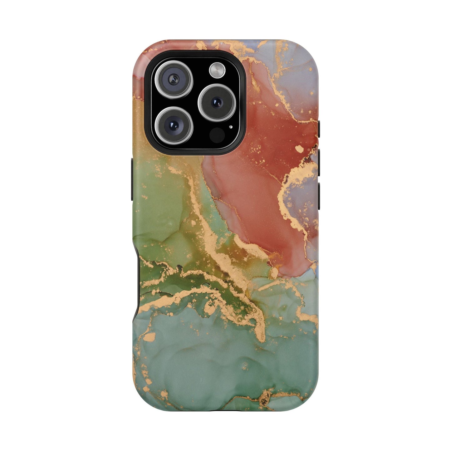Emerald Orange Marble MagSafe Case - Green Marble with Luxe Gold Swirls for iPhone - BOGO Cases