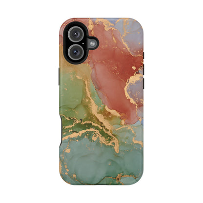 Emerald Orange Marble MagSafe Case - Green Marble with Luxe Gold Swirls for iPhone - BOGO Cases