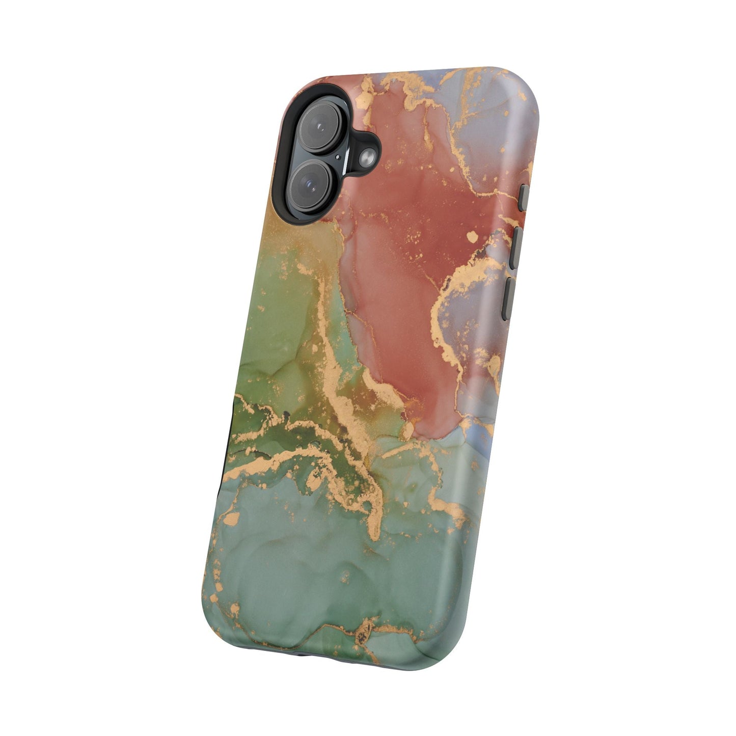 Emerald Orange Marble MagSafe Case - Green Marble with Luxe Gold Swirls for iPhone - BOGO Cases