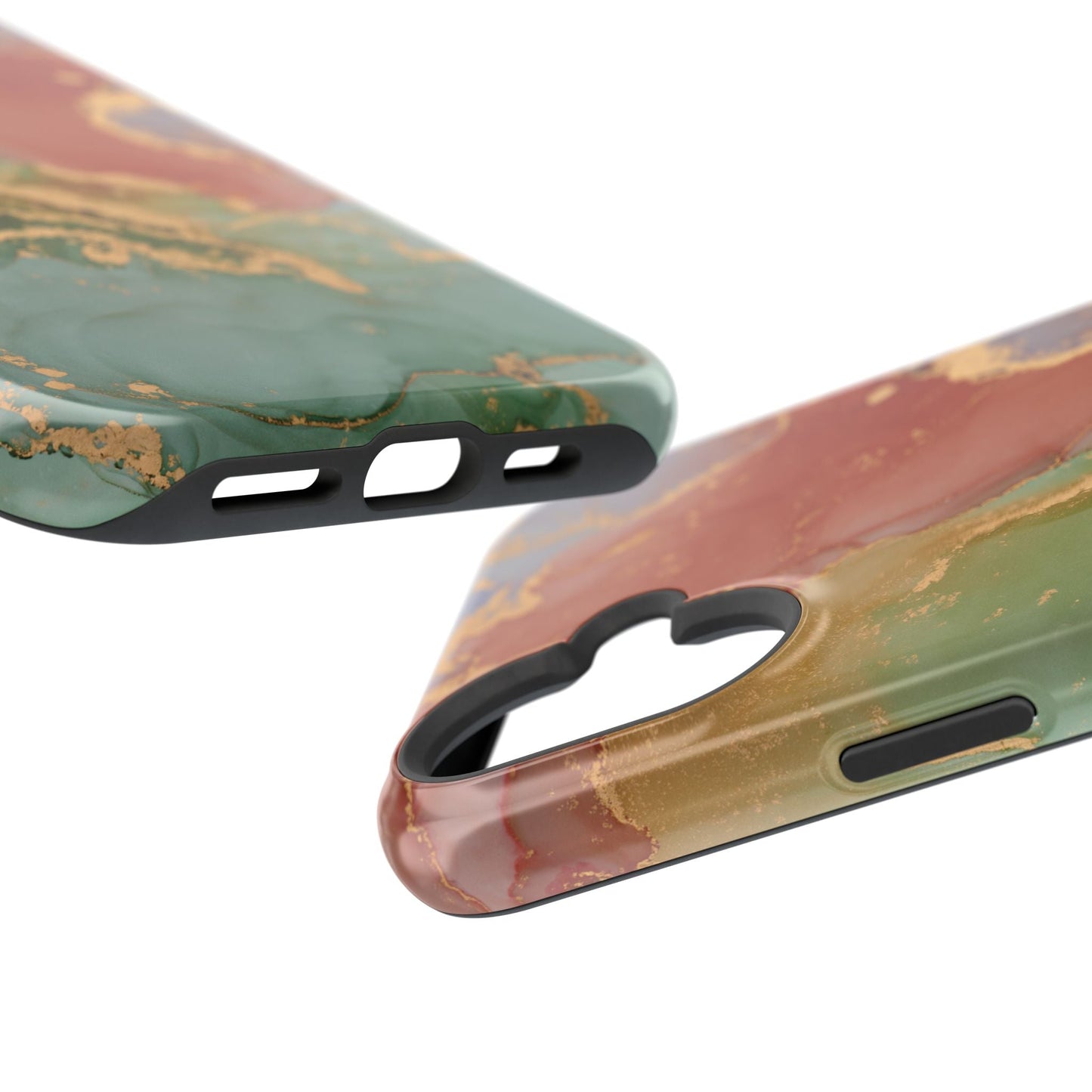 Emerald Orange Marble MagSafe Case - Green Marble with Luxe Gold Swirls for iPhone - BOGO Cases