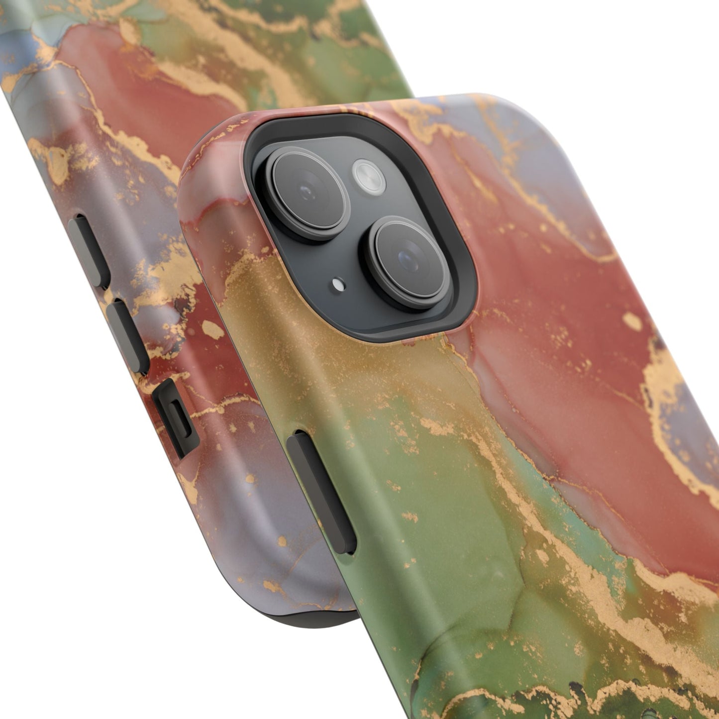 Emerald Orange Marble MagSafe Case - Green Marble with Luxe Gold Swirls for iPhone - BOGO Cases