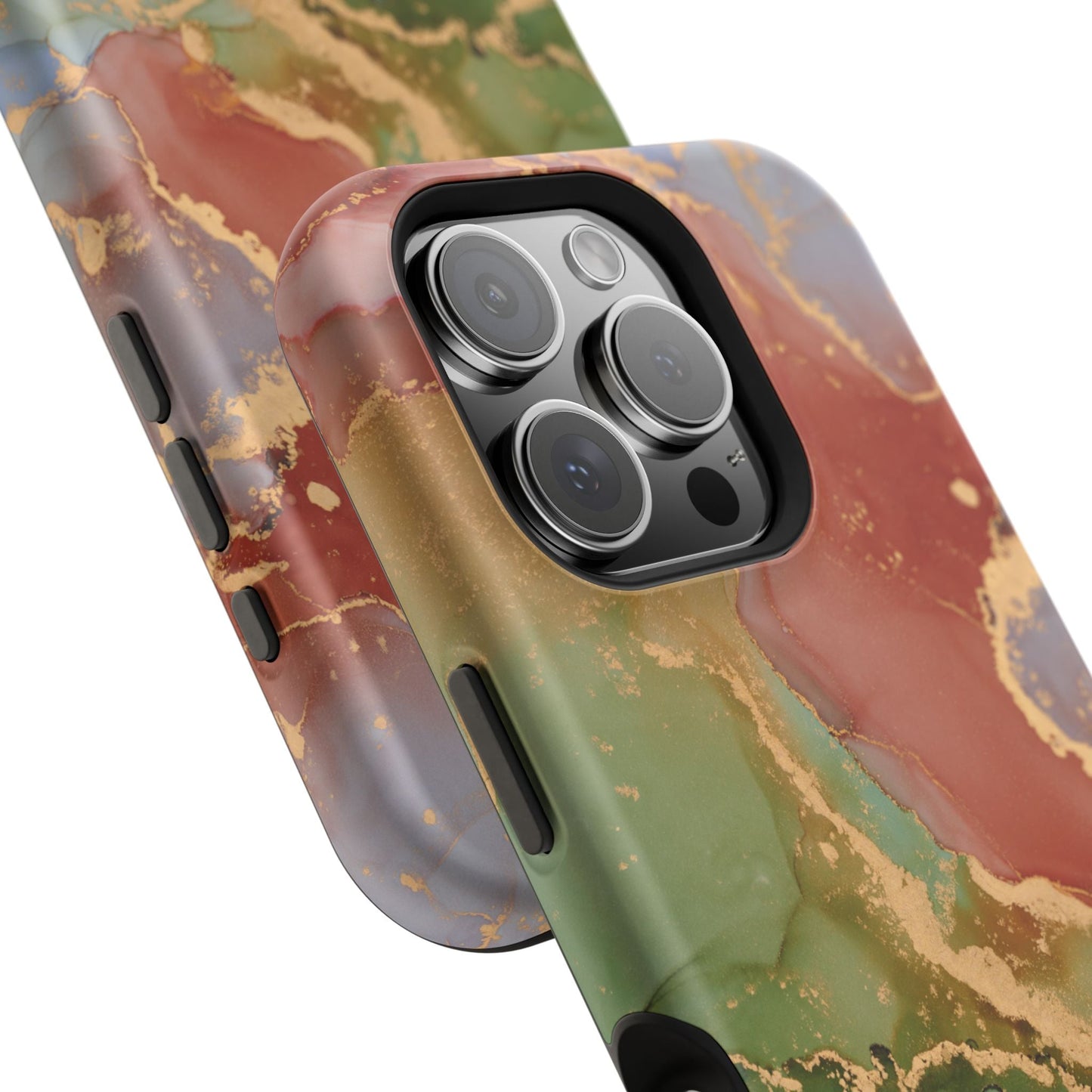 Emerald Orange Marble MagSafe Case - Green Marble with Luxe Gold Swirls for iPhone - BOGO Cases
