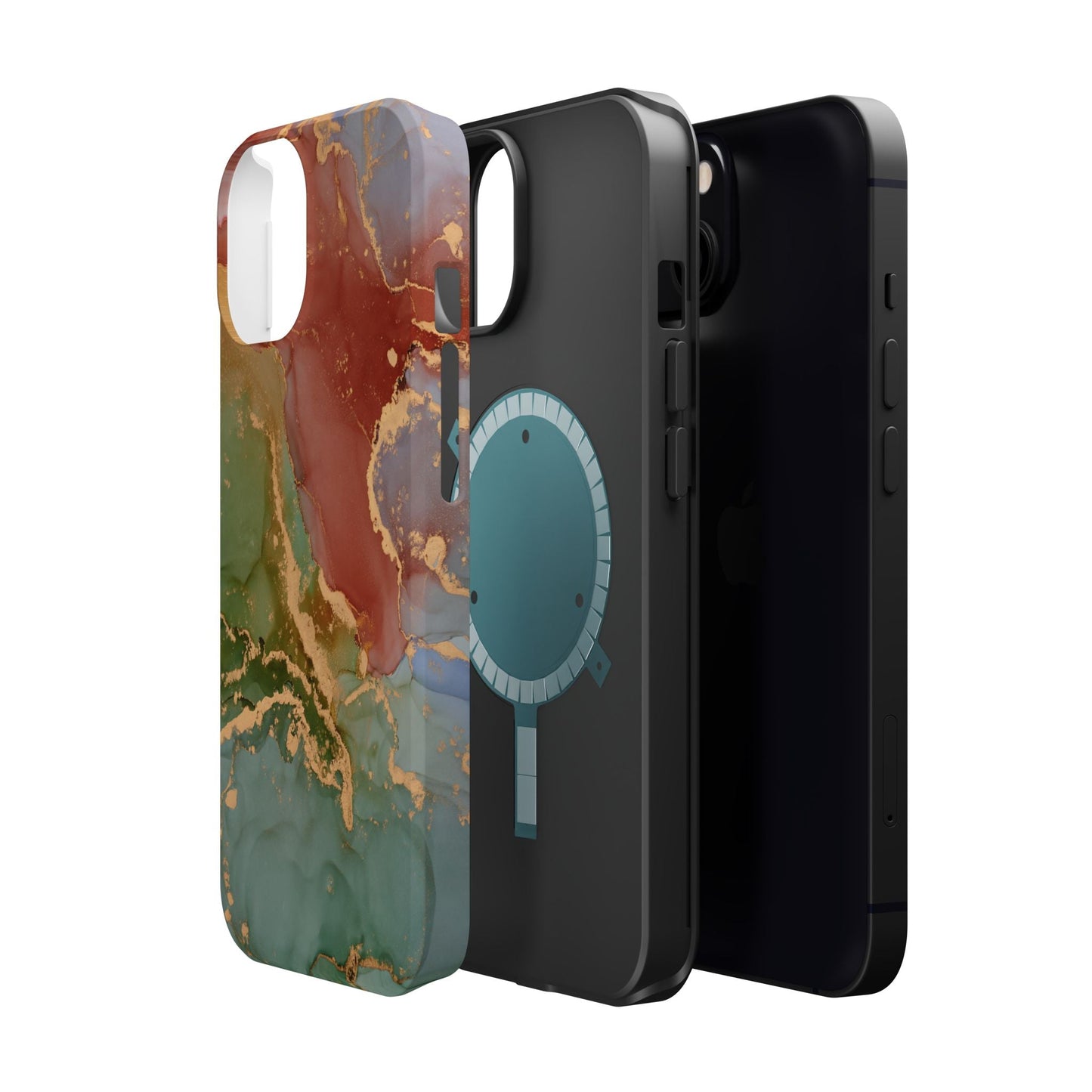 Emerald Orange Marble MagSafe Case - Green Marble with Luxe Gold Swirls for iPhone - BOGO Cases