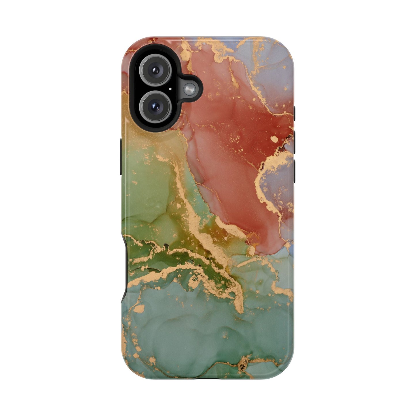 Emerald Orange Marble MagSafe Case - Green Marble with Luxe Gold Swirls for iPhone - BOGO Cases