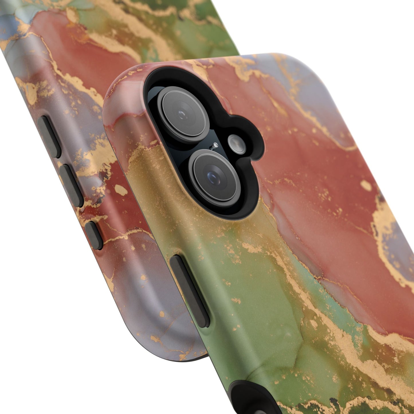Emerald Orange Marble MagSafe Case - Green Marble with Luxe Gold Swirls for iPhone - BOGO Cases