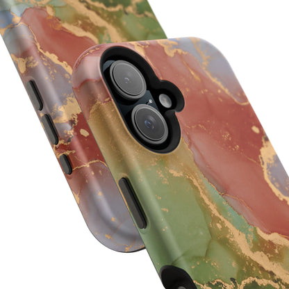 Emerald Orange Marble MagSafe Case - Green Marble with Luxe Gold Swirls for iPhone - BOGO Cases