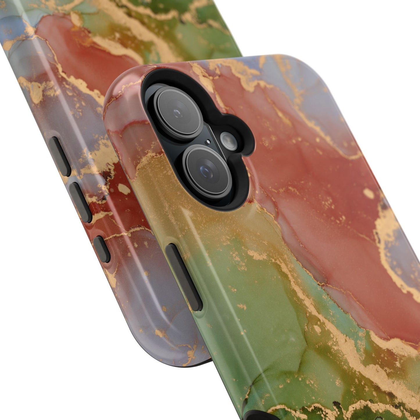 Emerald Orange Marble MagSafe Case - Green Marble with Luxe Gold Swirls for iPhone - BOGO Cases