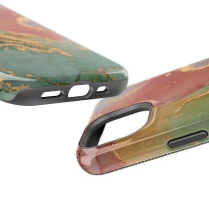 Emerald Orange Marble MagSafe Case - Green Marble with Luxe Gold Swirls for iPhone - BOGO Cases