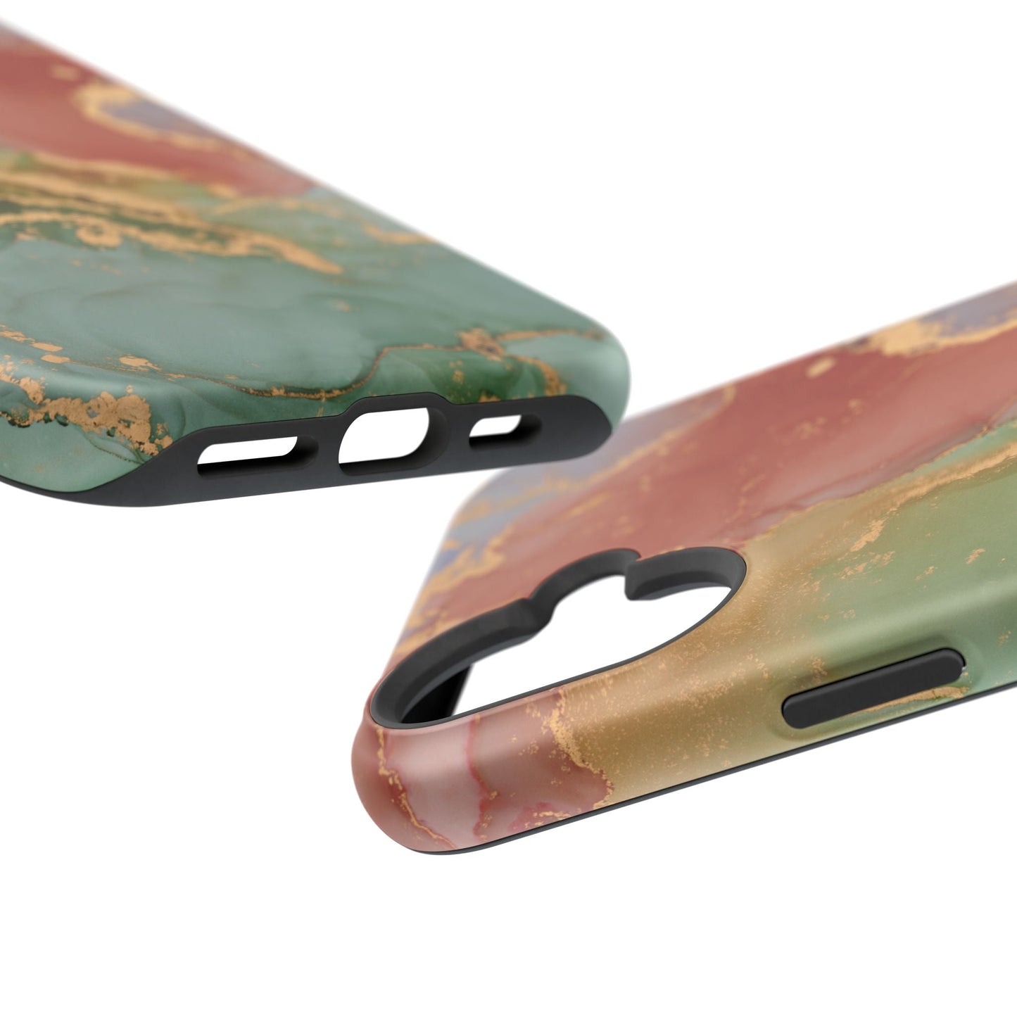 Emerald Orange Marble MagSafe Case - Green Marble with Luxe Gold Swirls for iPhone - BOGO Cases